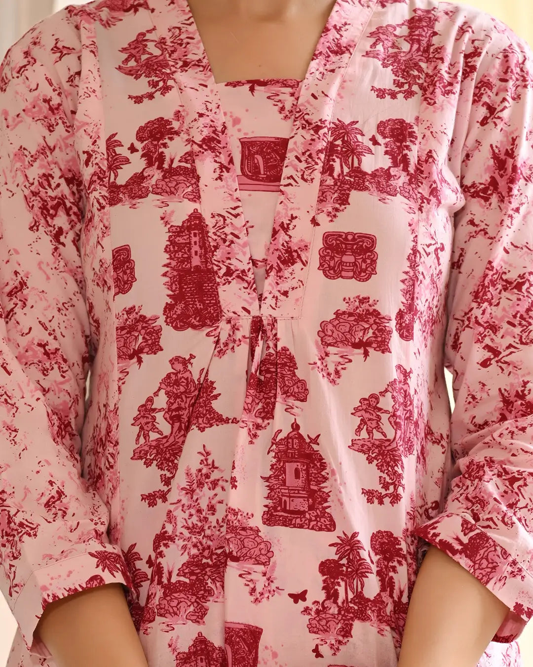 Monument Pink printed Aline Co- ords Set