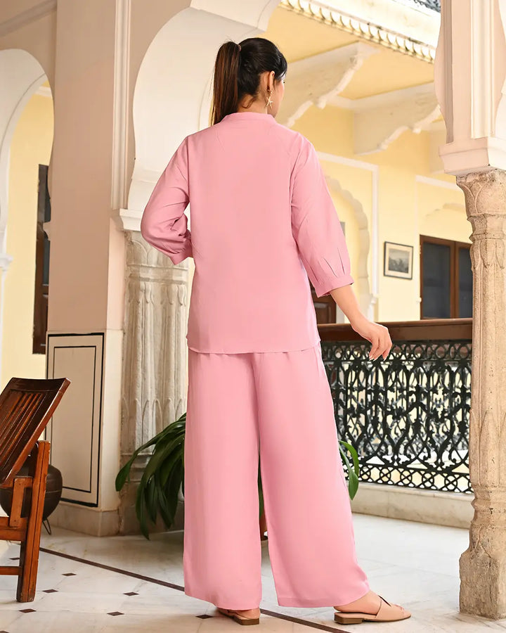 Orchid Pink Embroidered Co-ords Set