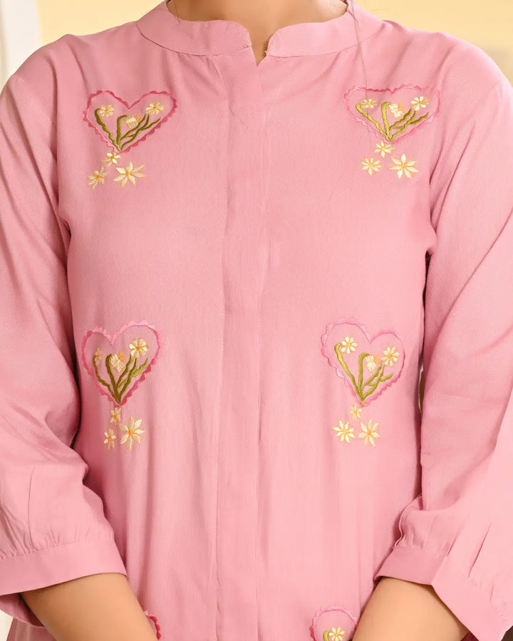Orchid Pink Embroidered Co-ords Set