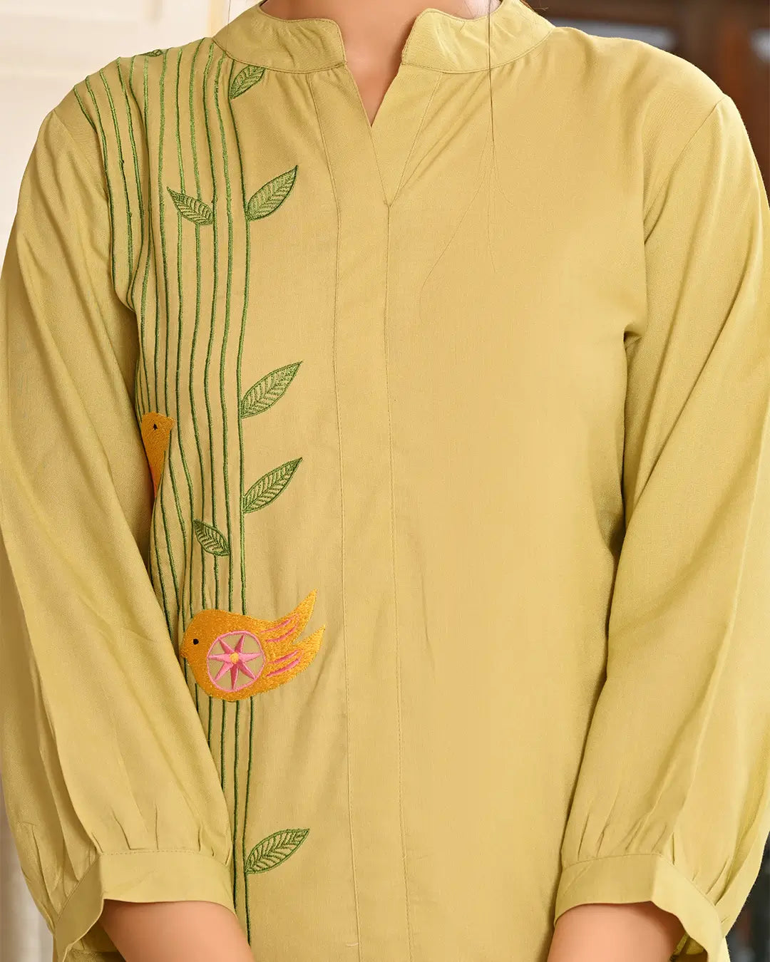 Olive Green Embroidered Co- ords Set