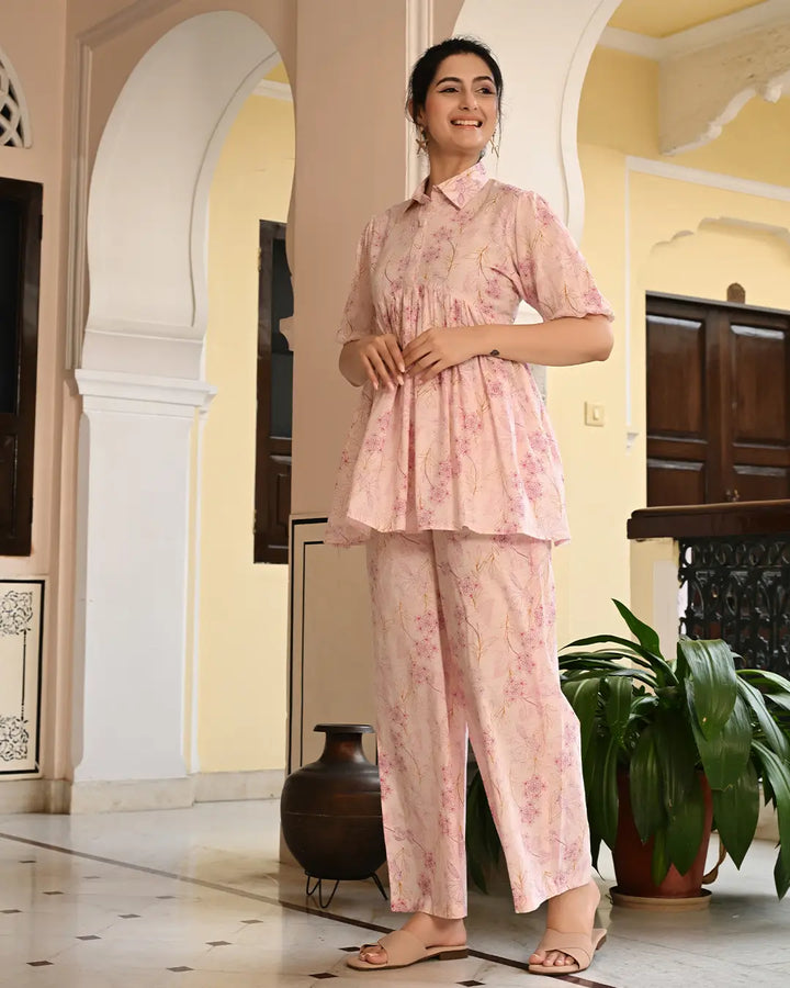 Pink Peacock Printed Co-ords Set