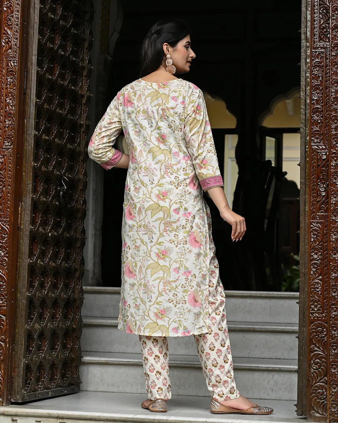 Cream Floral Print 3 Piece Set