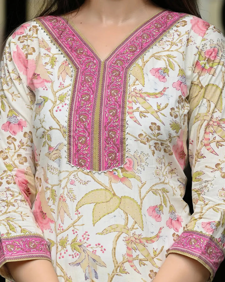Cream Floral Print 3 Piece Set