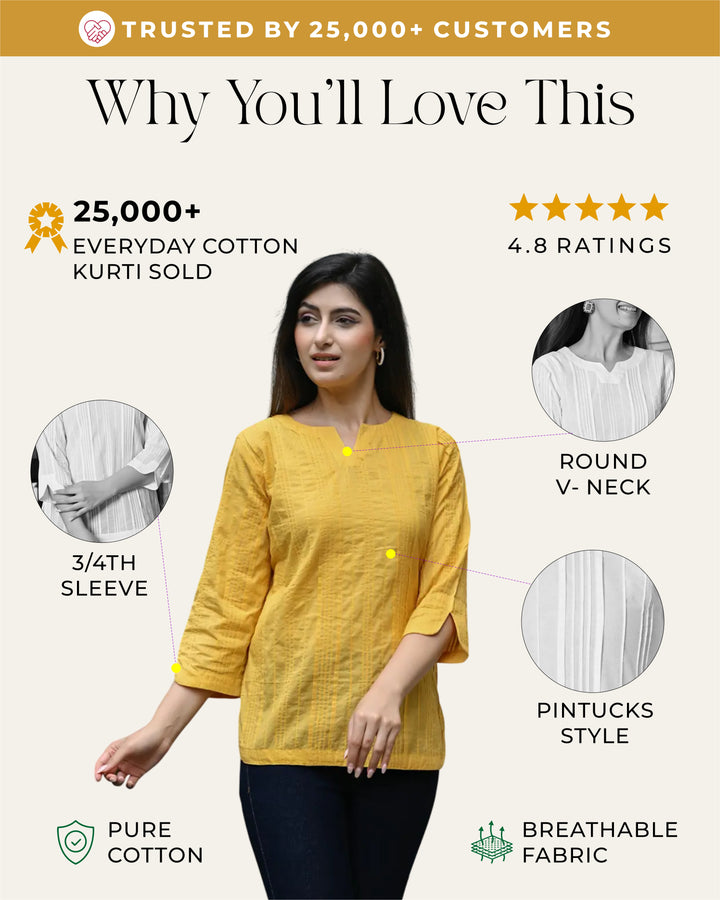 Yellow Everyday Cotton Kurti