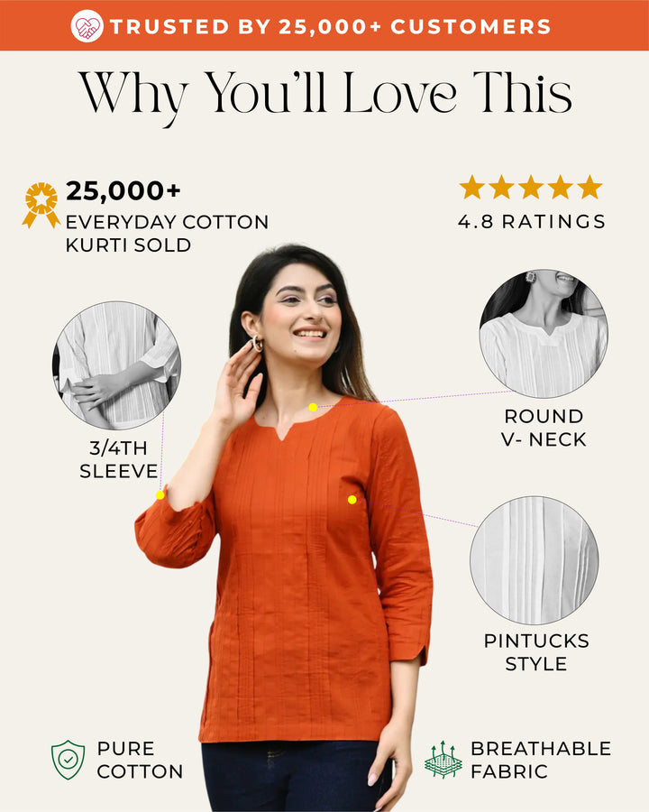 Orange Everyday Cotton Kurti