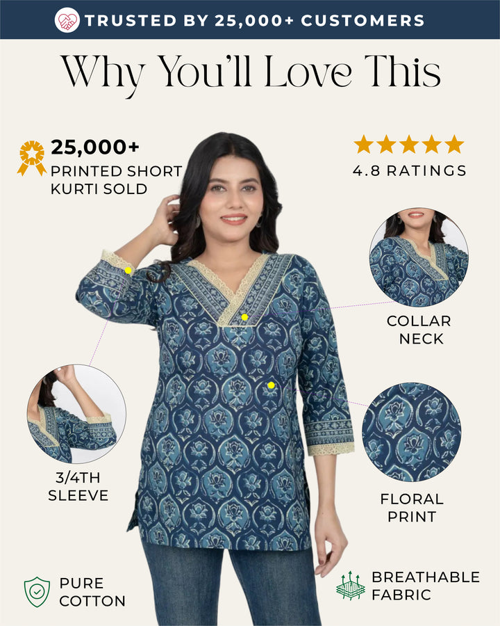 Indigo Blue Straight Kurti