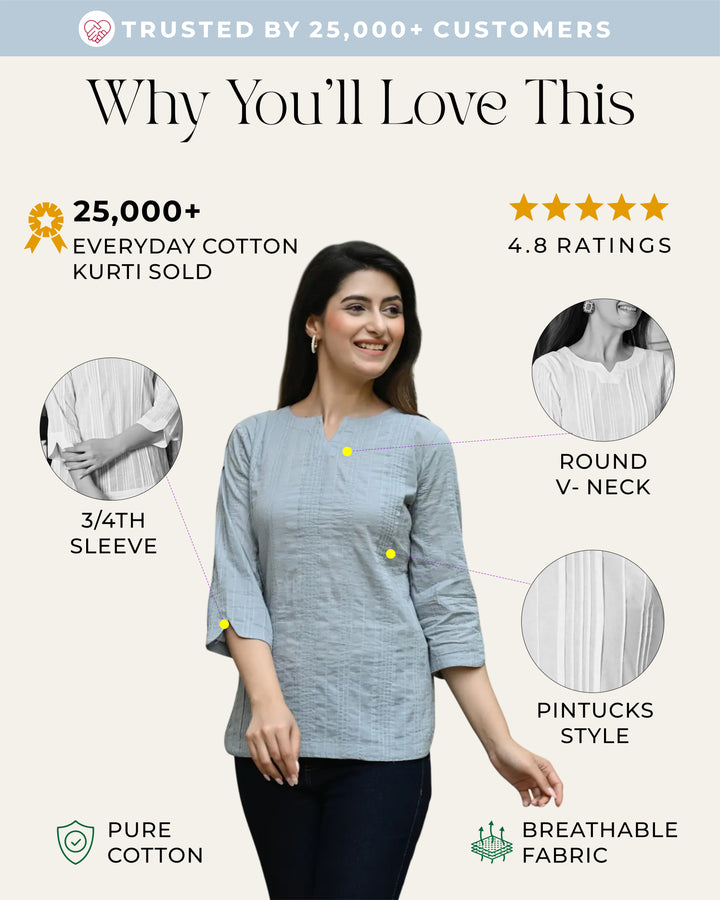 Grey Everyday Cotton Kurti