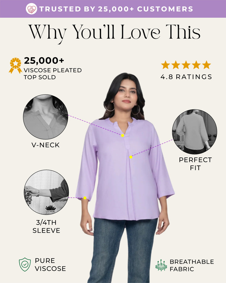 Lavender Viscose Pleated Top