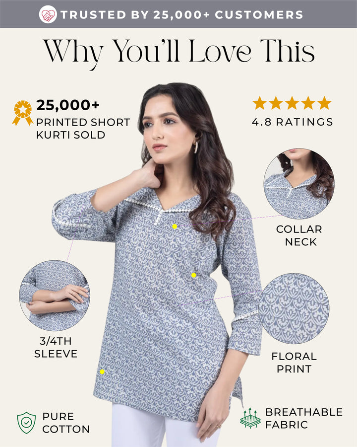Mess Grey Straight Kurti