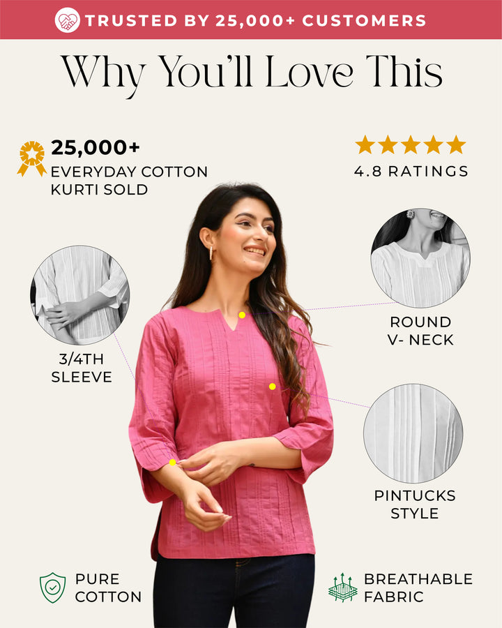 Pink Everyday Cotton Kurti
