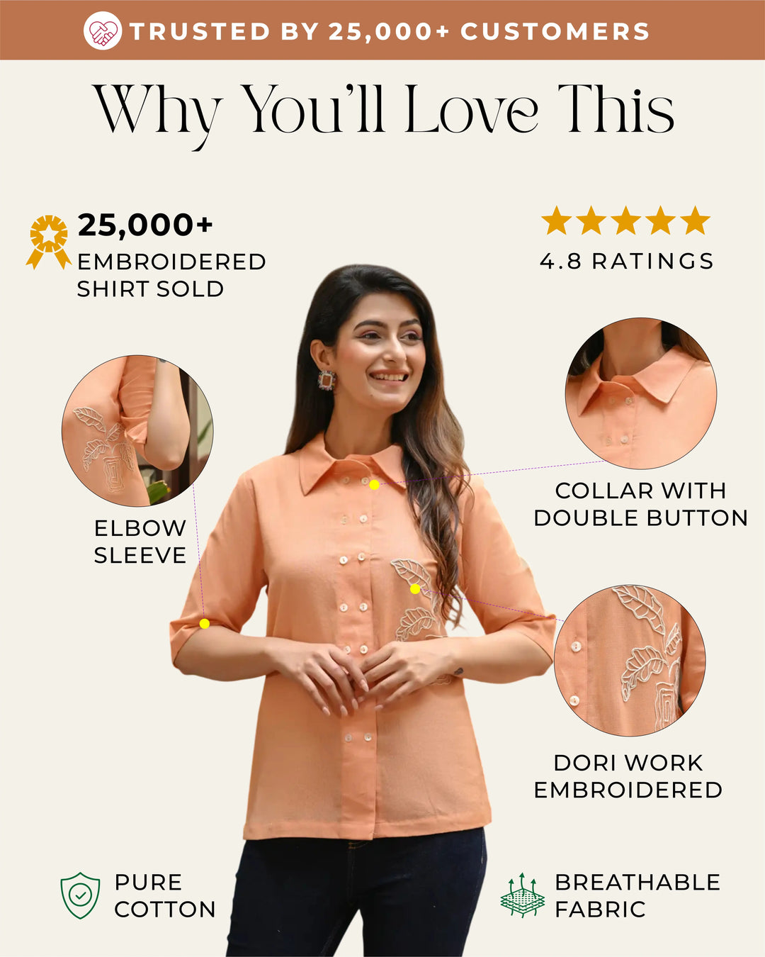 Coral Embroidered Shirt