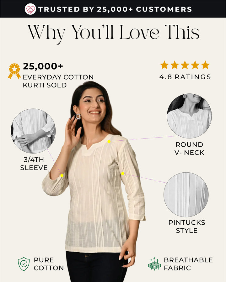 White Everyday Cotton Kurti