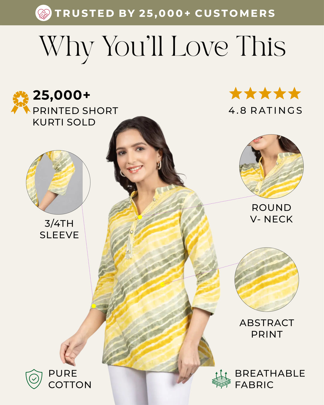 Leheriya printed short Kurti