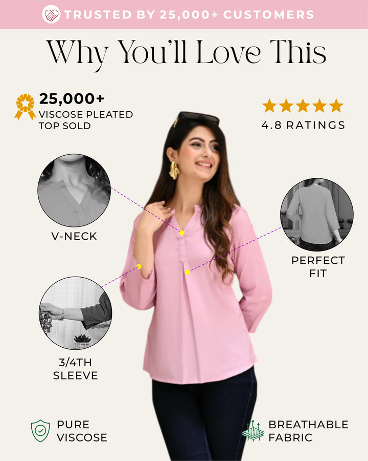 Orchid Pink Viscose Pleated Top