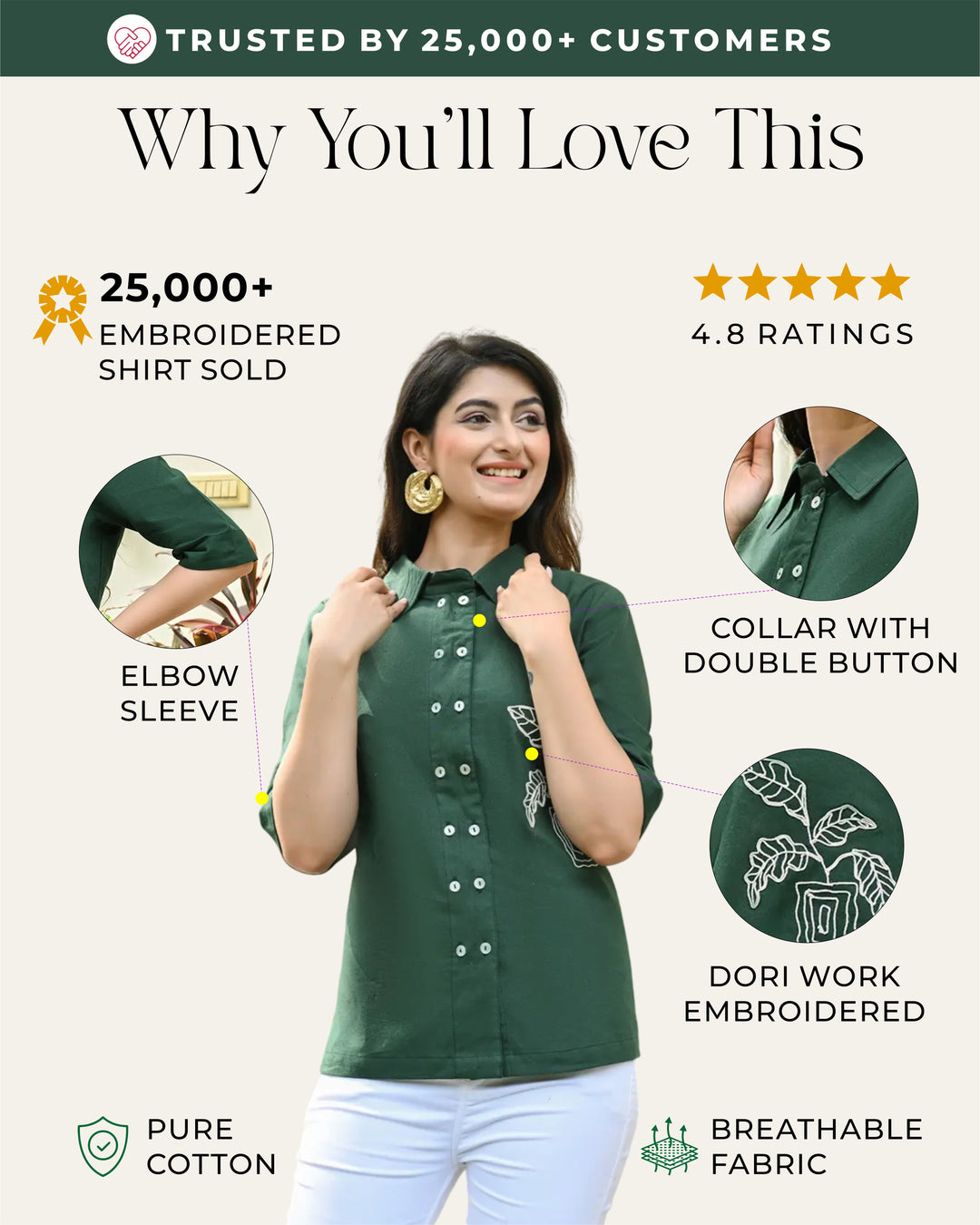 Dark Green Embroidered Shirt
