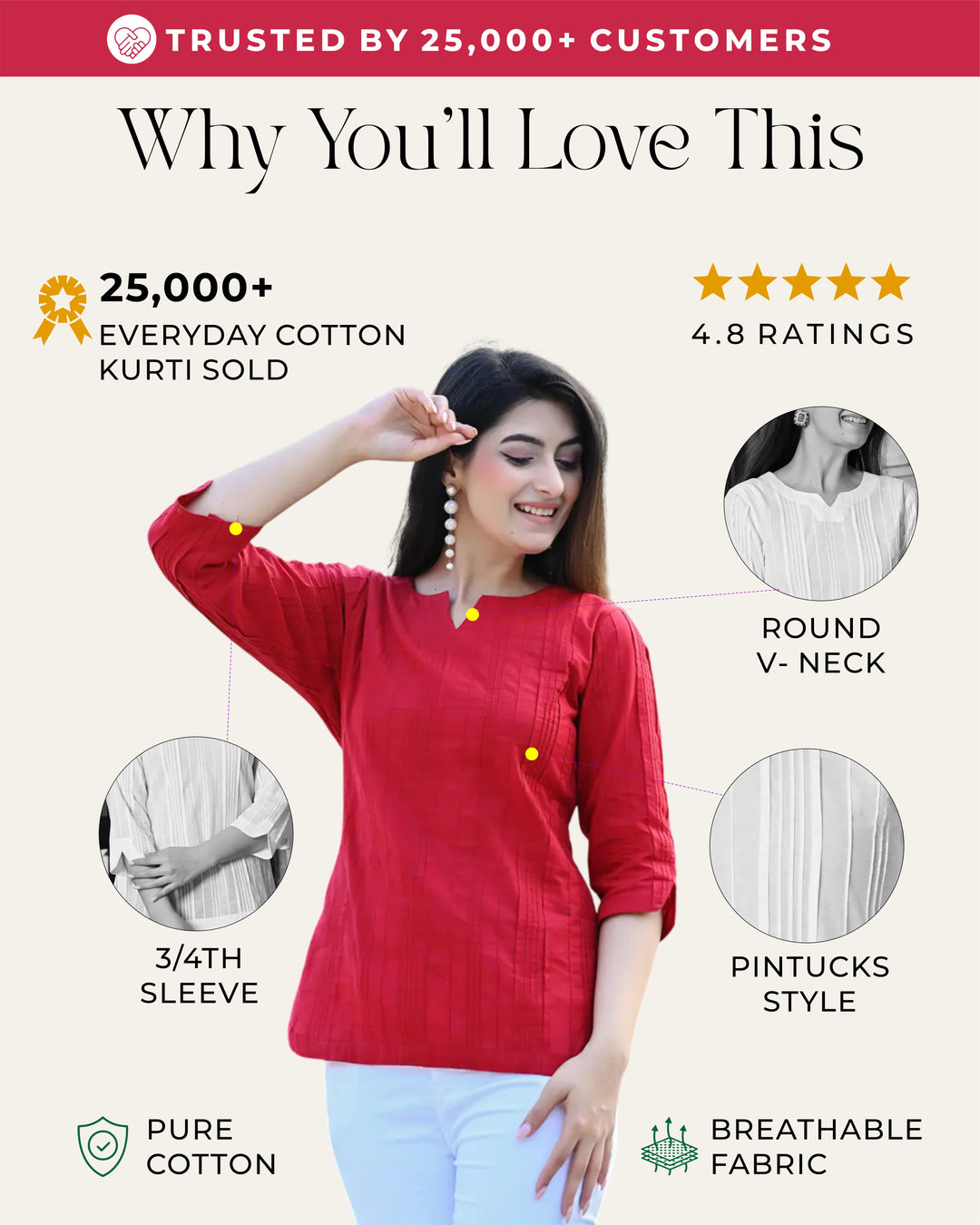 Maroon Everyday Cotton Kurti