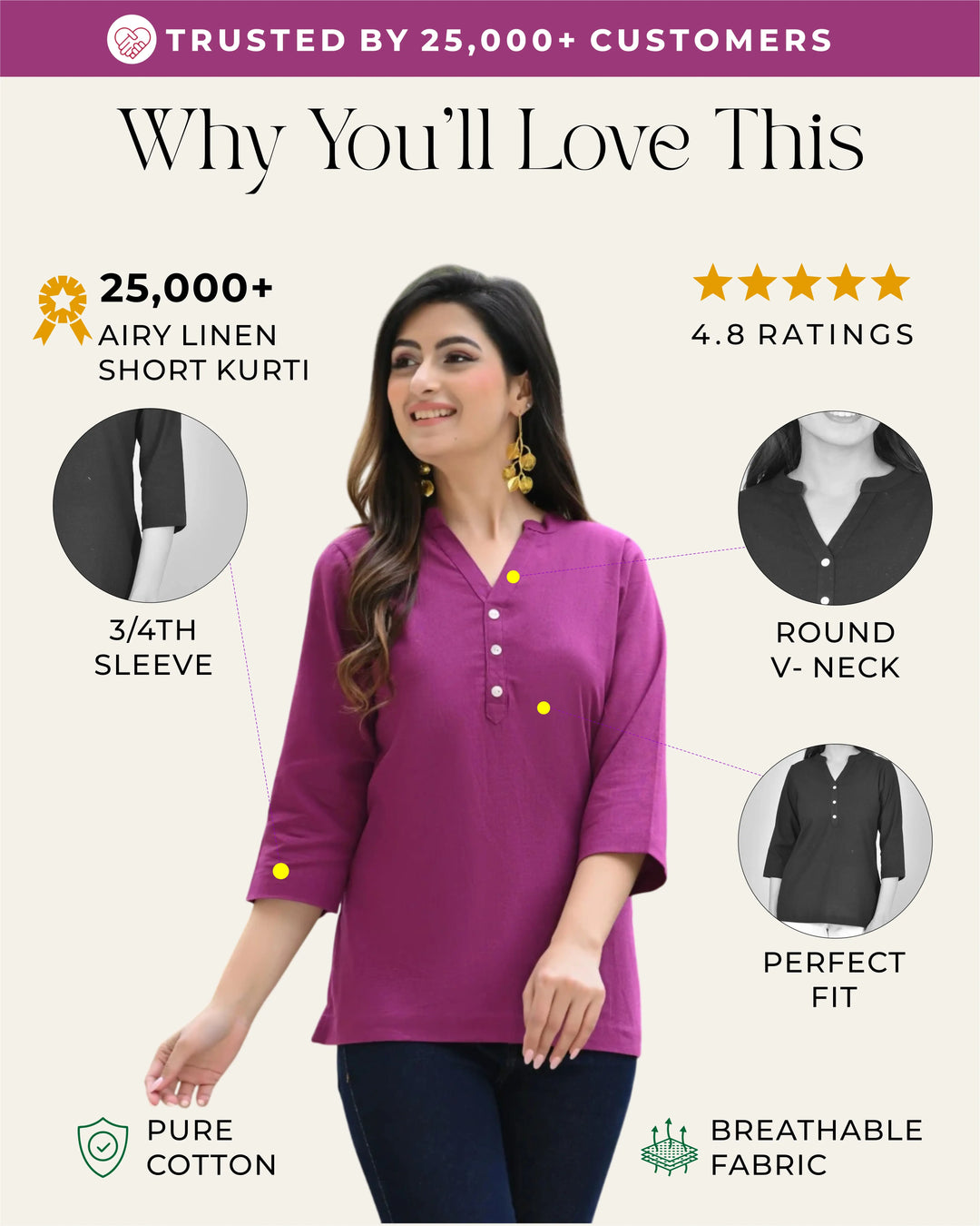 Wine airy linen short kurti