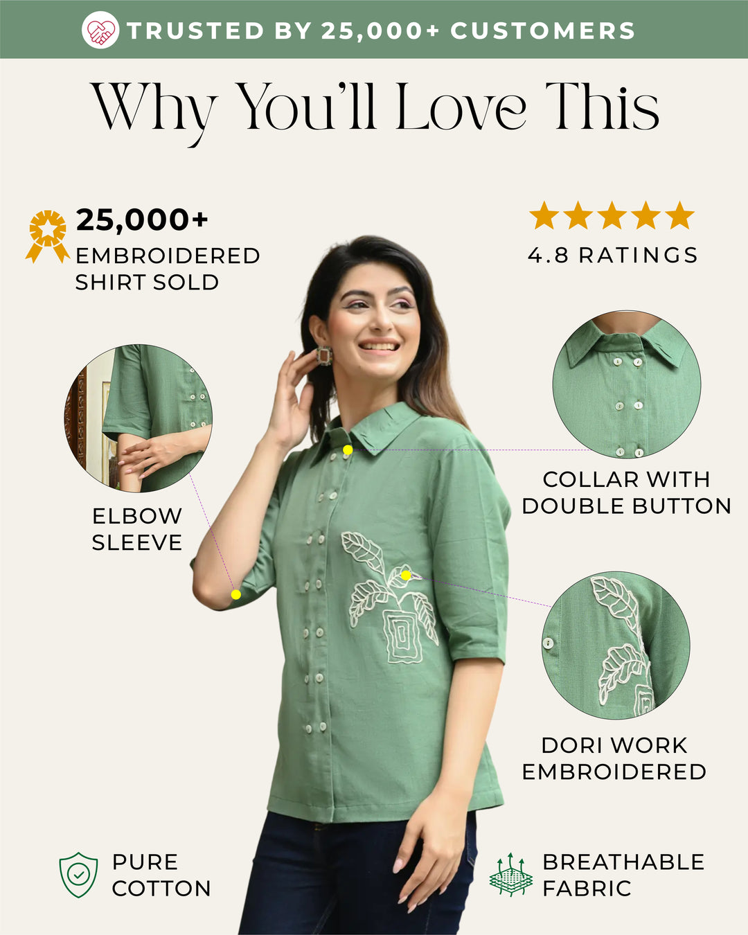 Green Embroidered Shirt