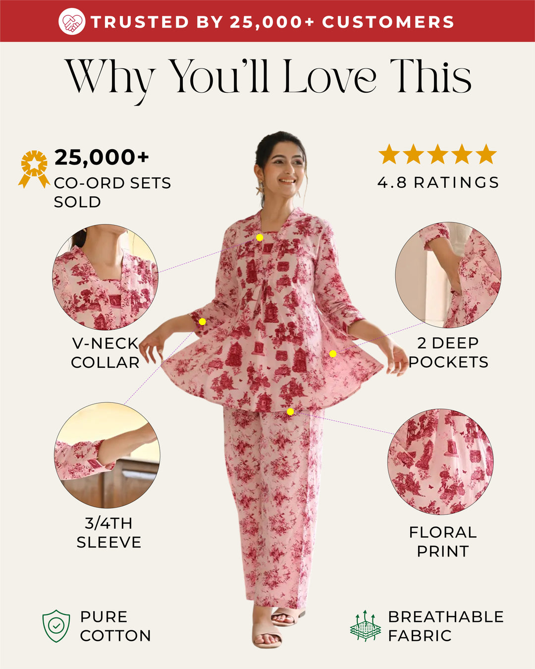 Monument Pink printed Aline Co- ords Set