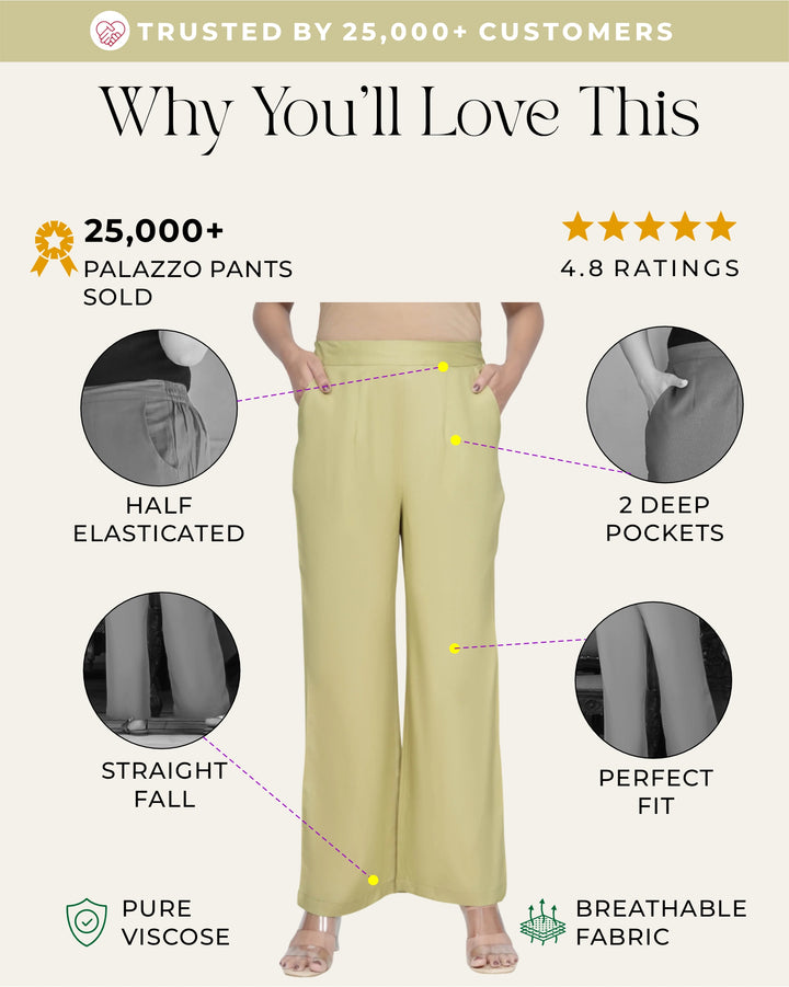 Olive Green Solid Palazzo