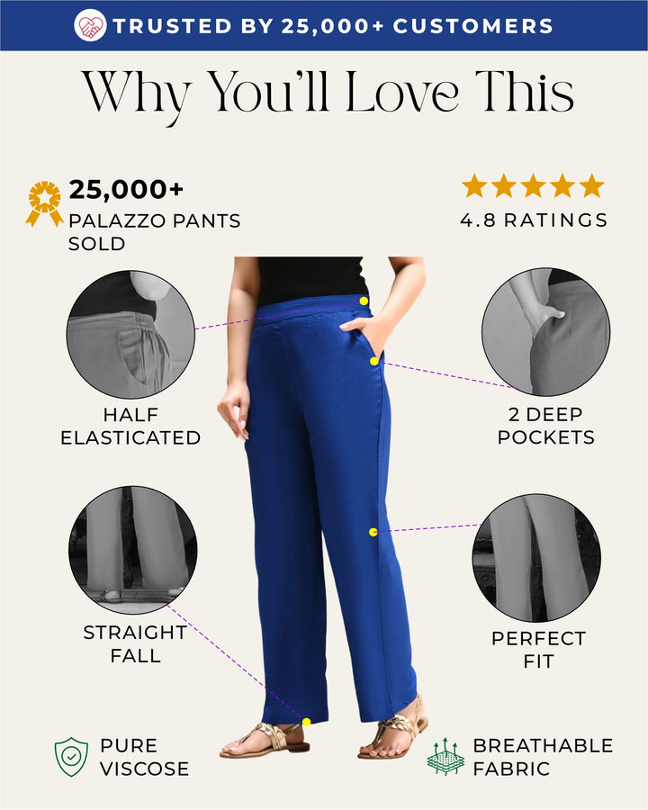 Royal Blue Solid Palazzo