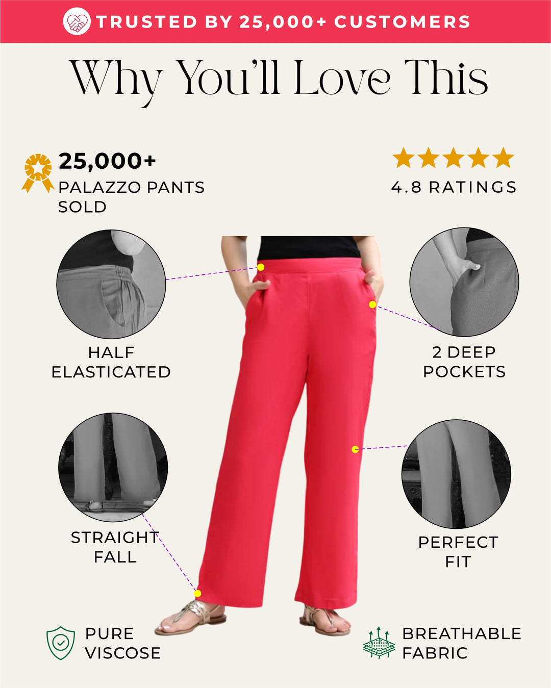 Hot Pink Solid Palazzo