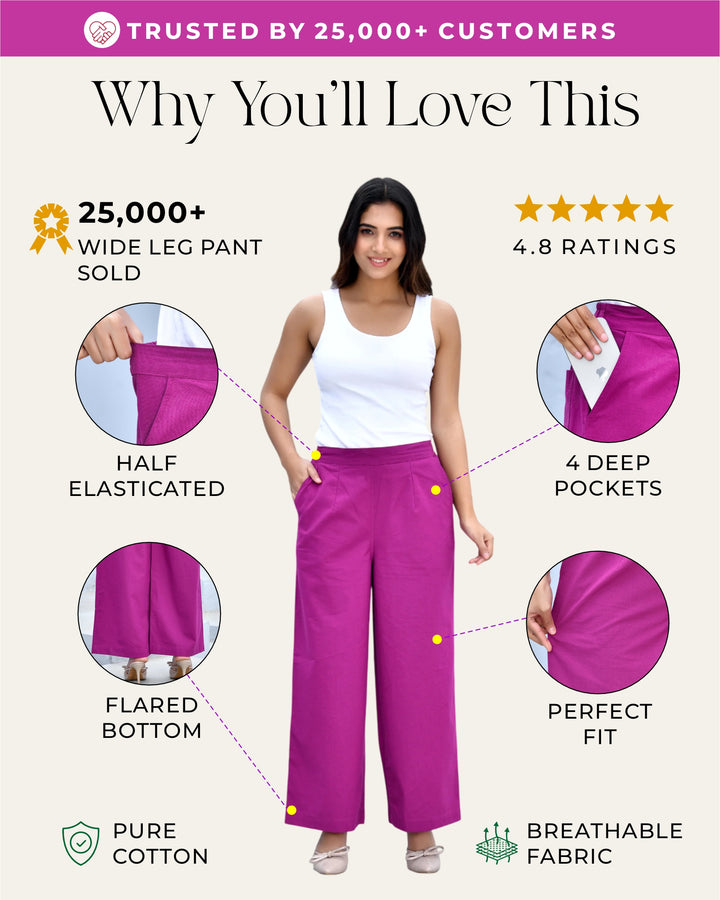 Wine Airy Linen Wide leg Pants