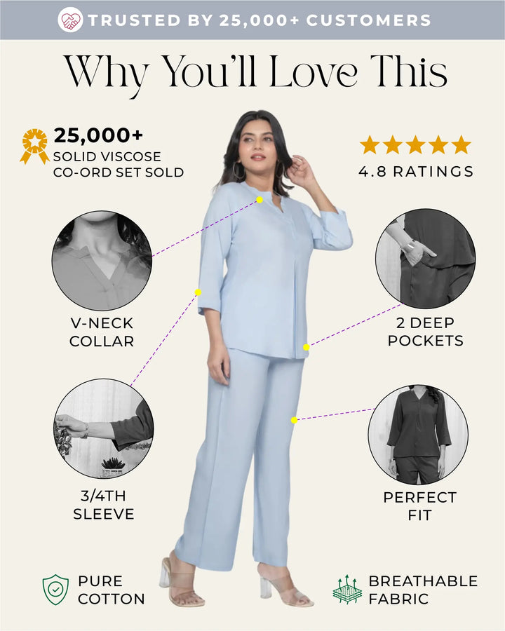 Powder blue Viscose co-ord set