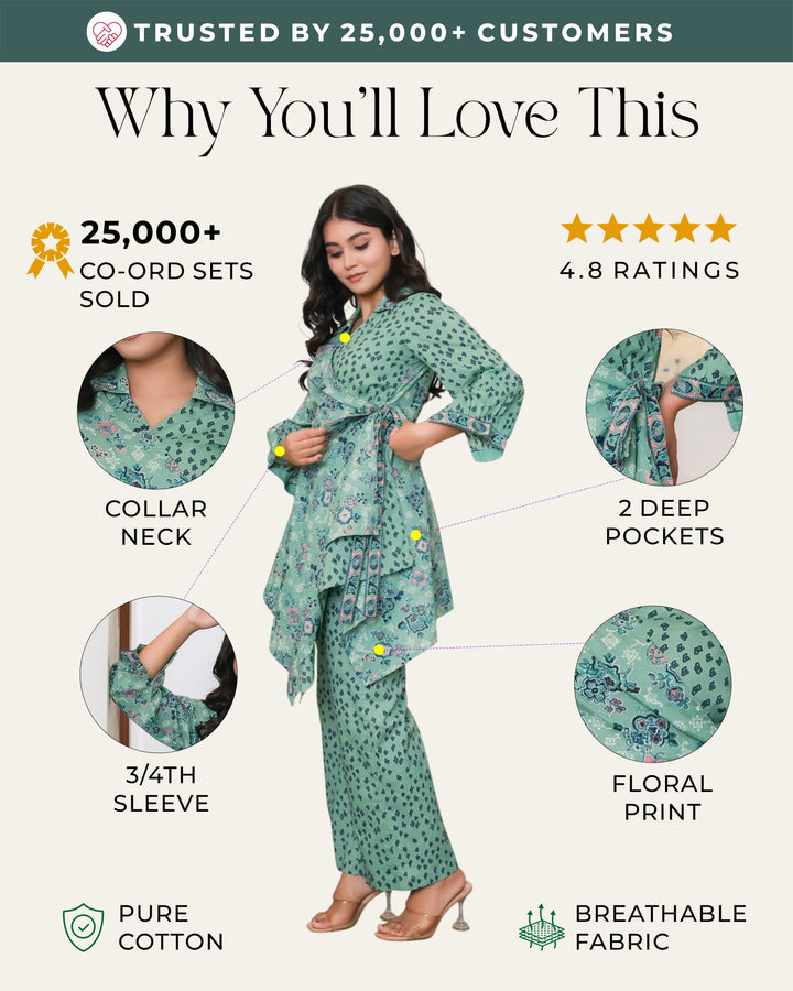 Floral and Geometric Mixed Prints Green Base