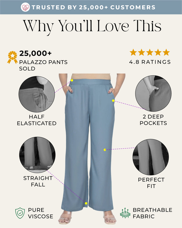 Blue Grey Solid Palazzo