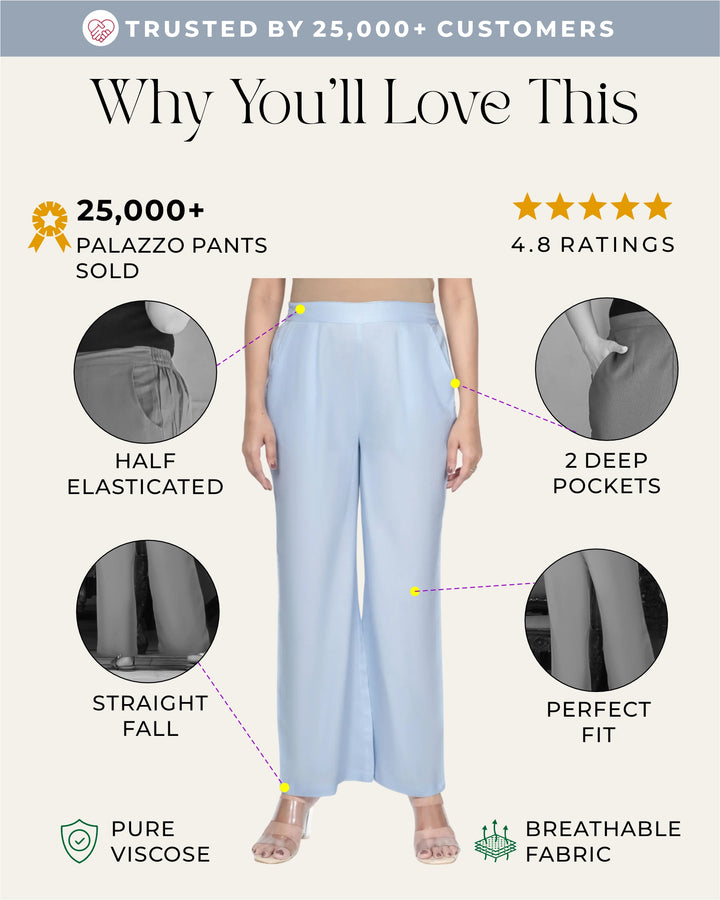Powder Blue Solid Palazzo