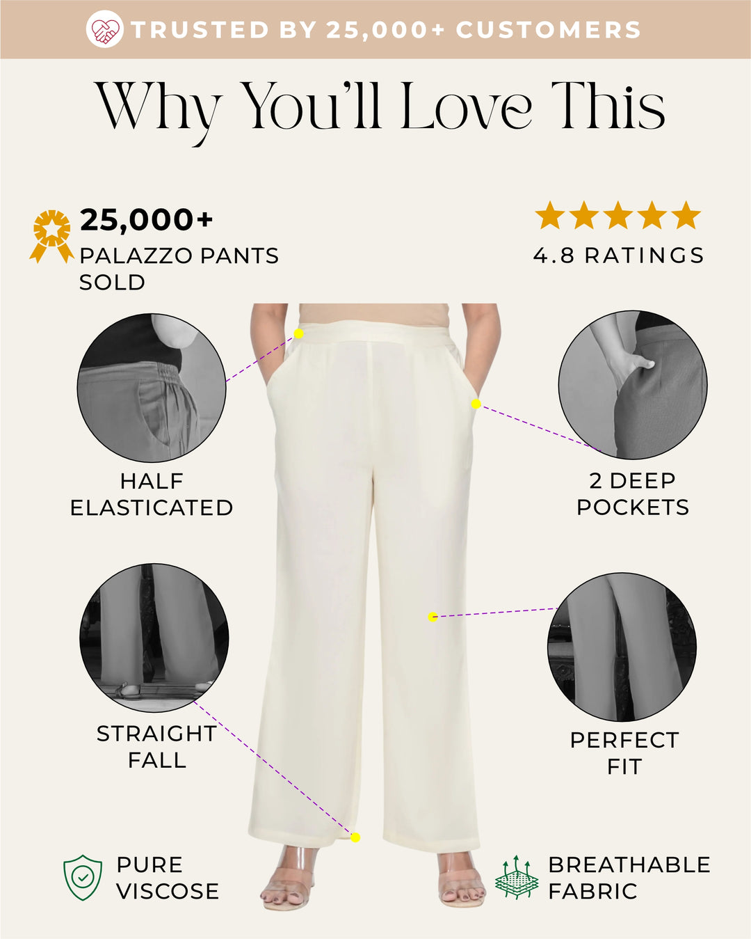 Cream Solid Palazzo