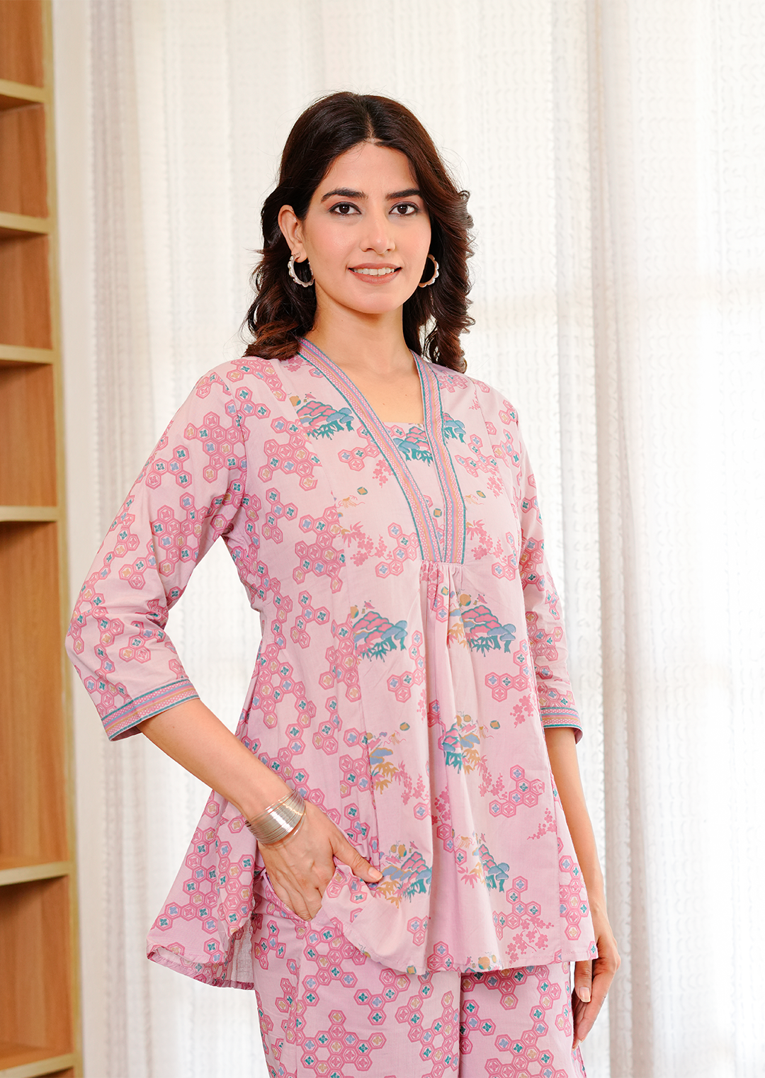 Chemistry Pink print cotton co-ord set