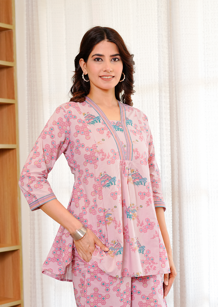Chemistry Pink print cotton co-ord set