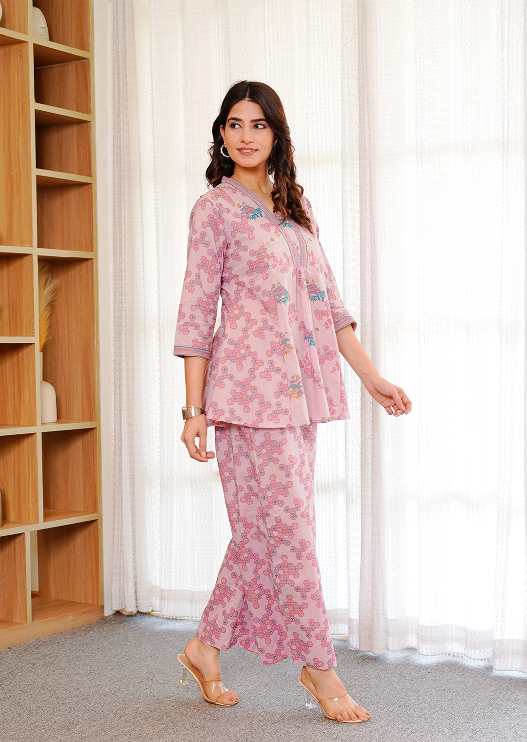 Chemistry Pink print cotton co-ord set