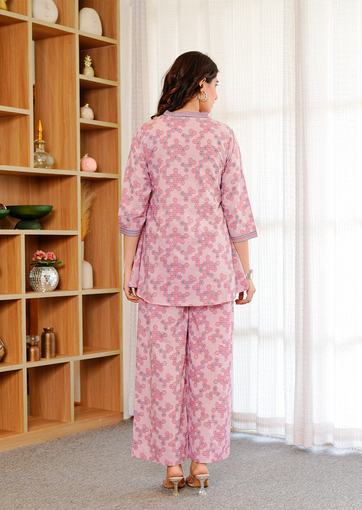 Chemistry Pink print cotton co-ord set