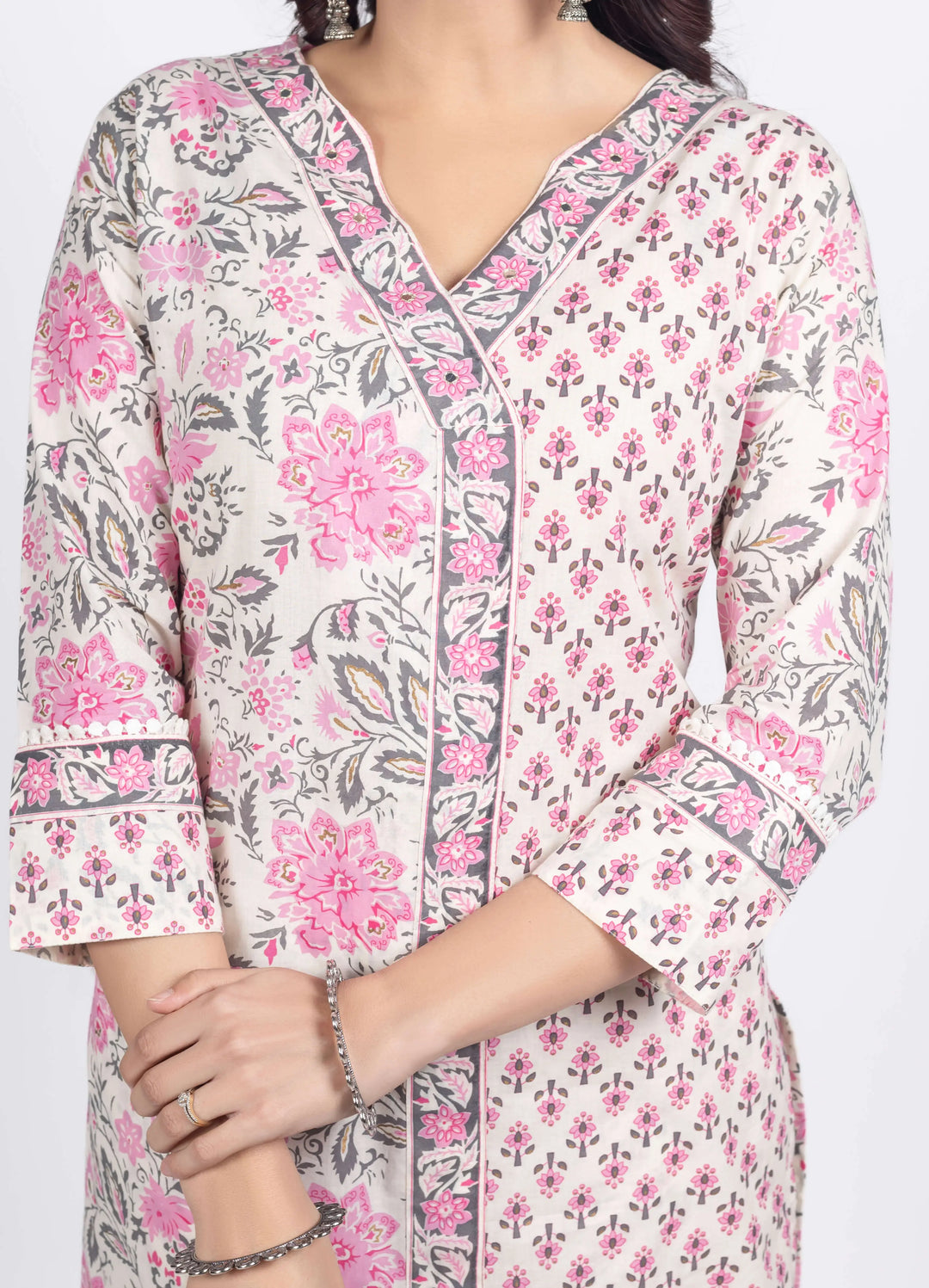 Off-Pink Angrakha Kurti Set