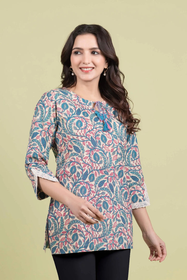 Cream Straight Short Kurti