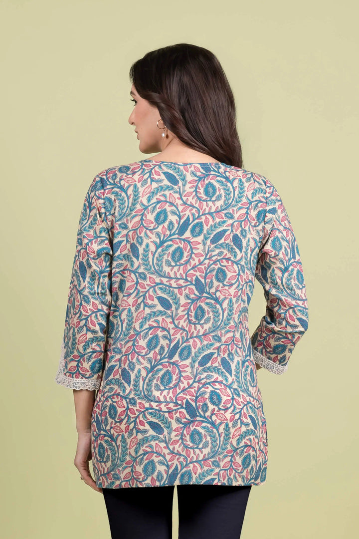 Cream Straight Short Kurti
