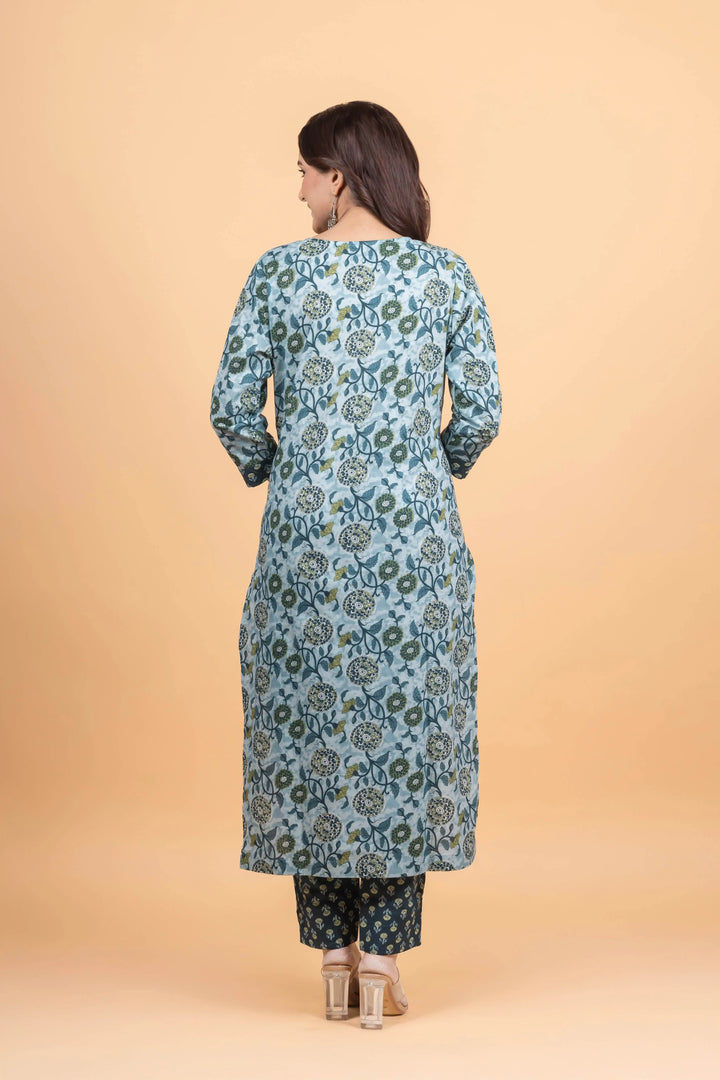 Skyblue Texture Kurti Set