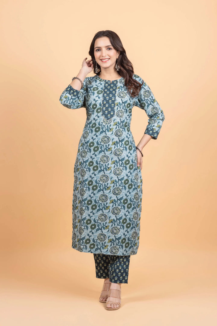 Skyblue Texture Kurti Set