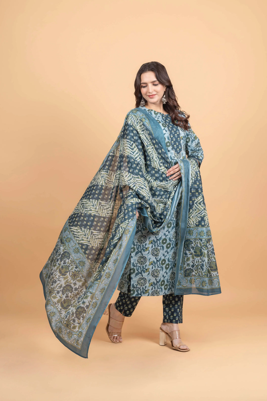 Skyblue Texture Kurti Set