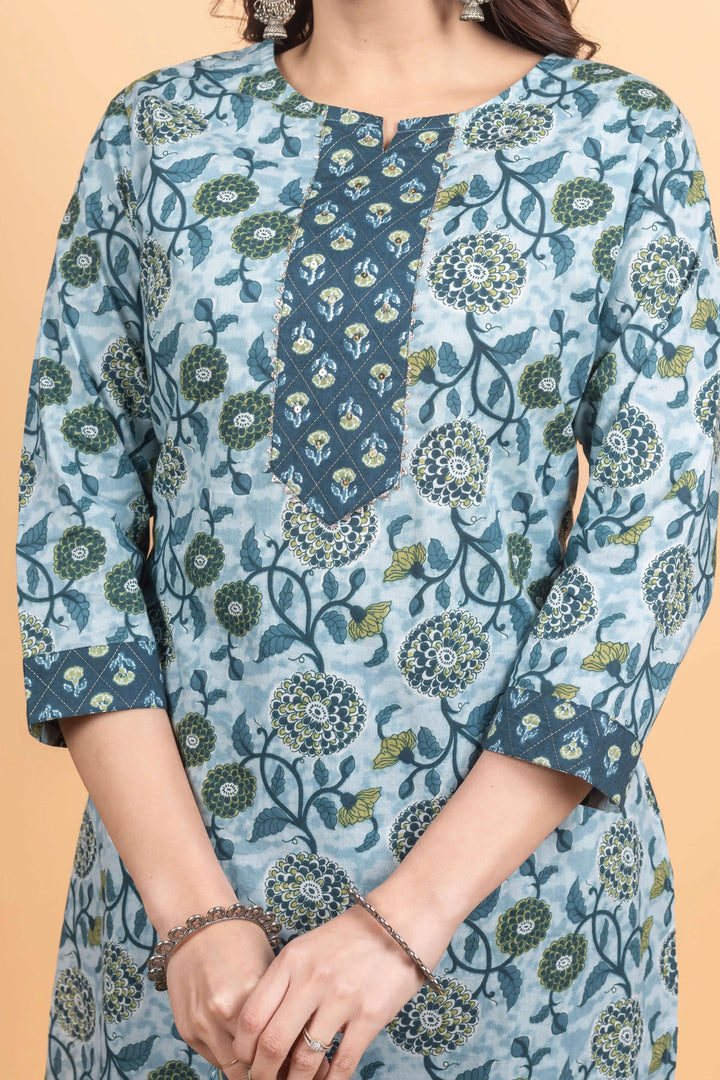 Skyblue Texture Kurti Set