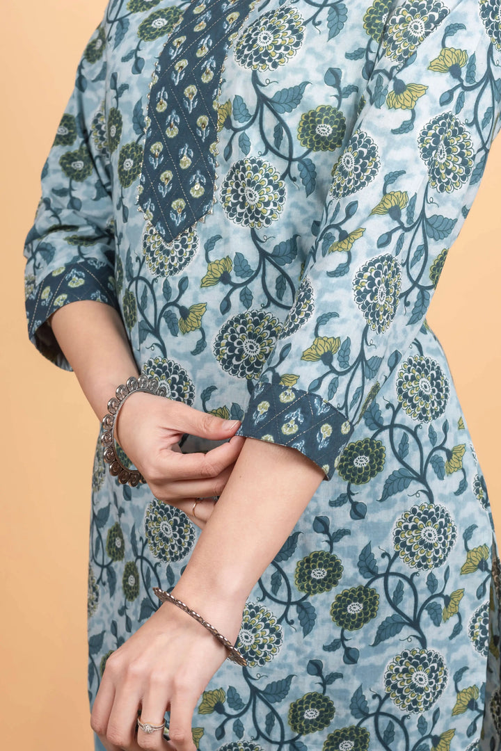 Skyblue Texture Kurti Set