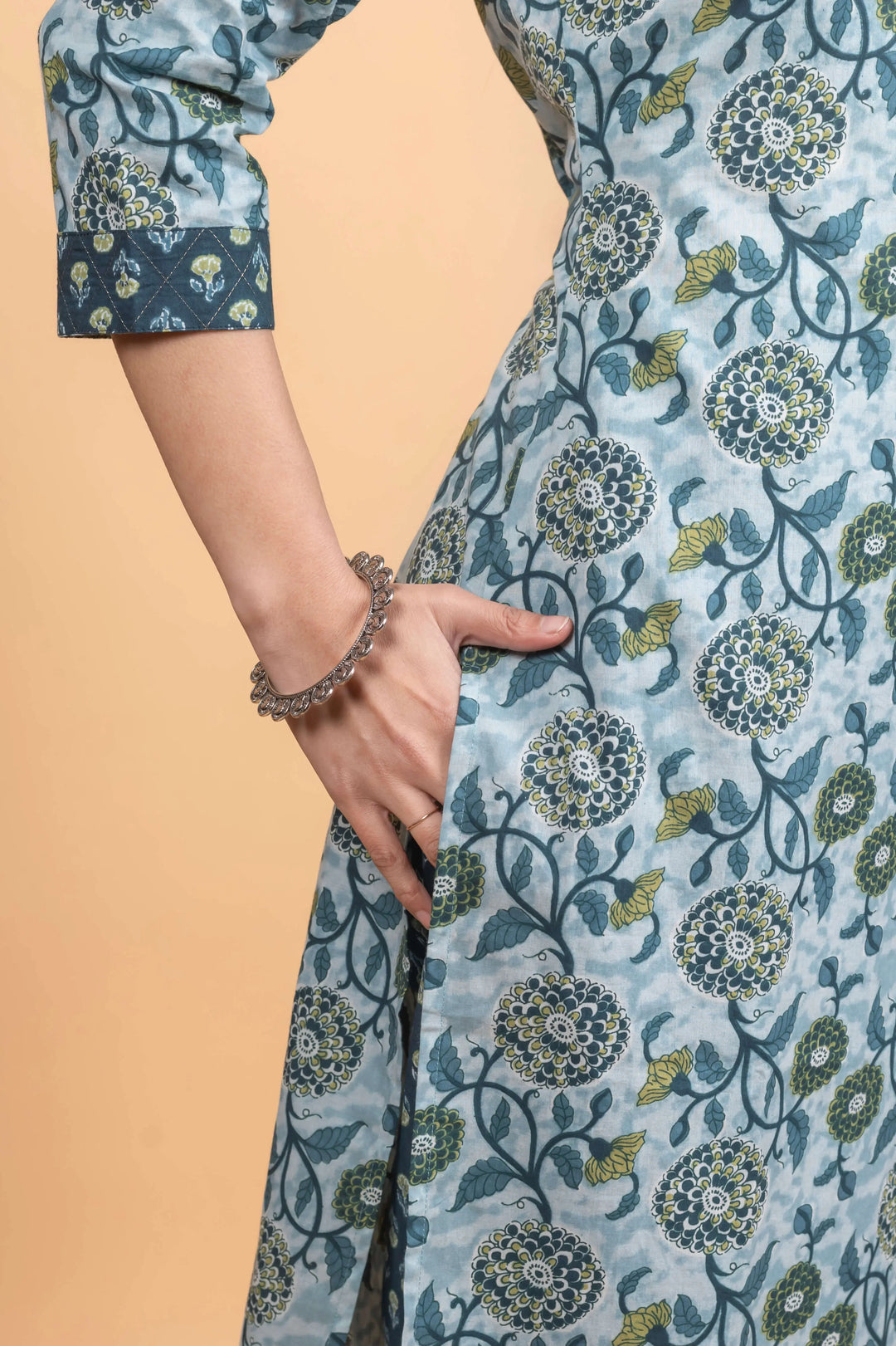Skyblue Texture Kurti Set