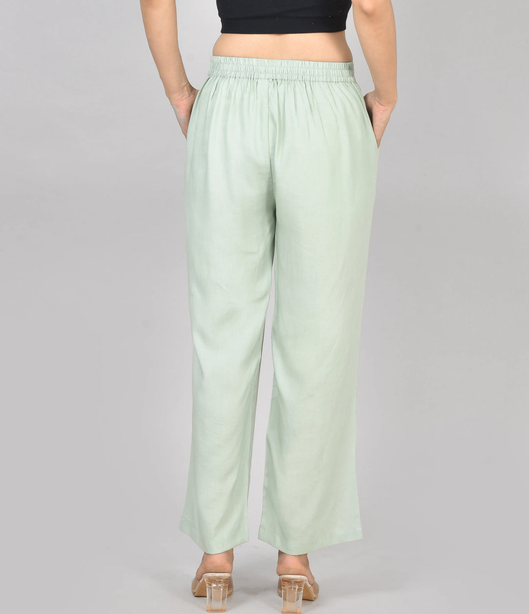 Viscose Palazzo Pants Combo - Pista Green & Lavender
