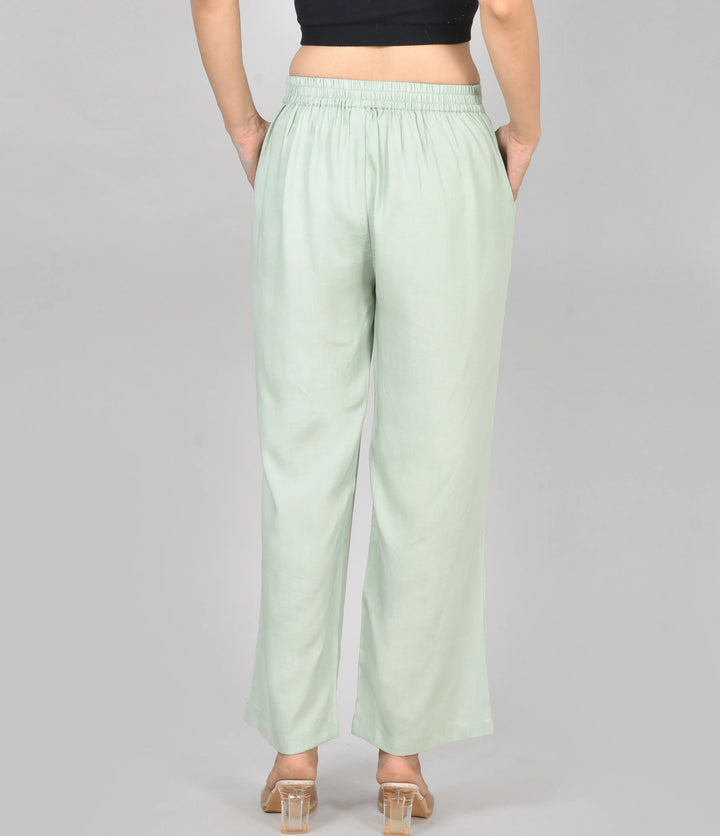 Viscose Palazzo Pants Combo - Pista Green & Lavender