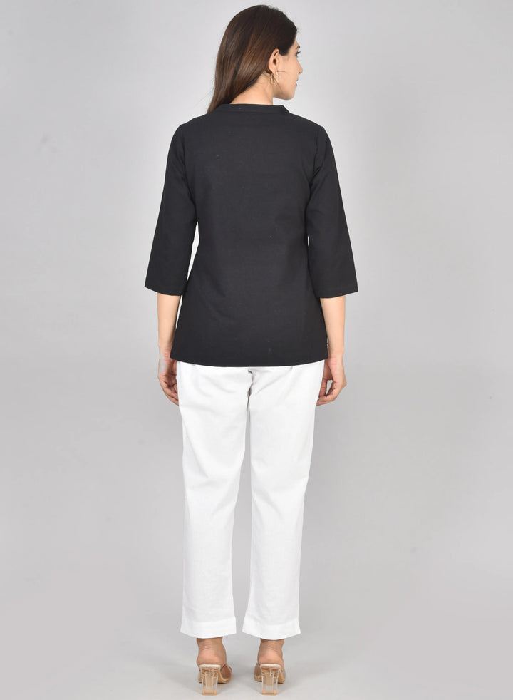 Black airy linen short kurti