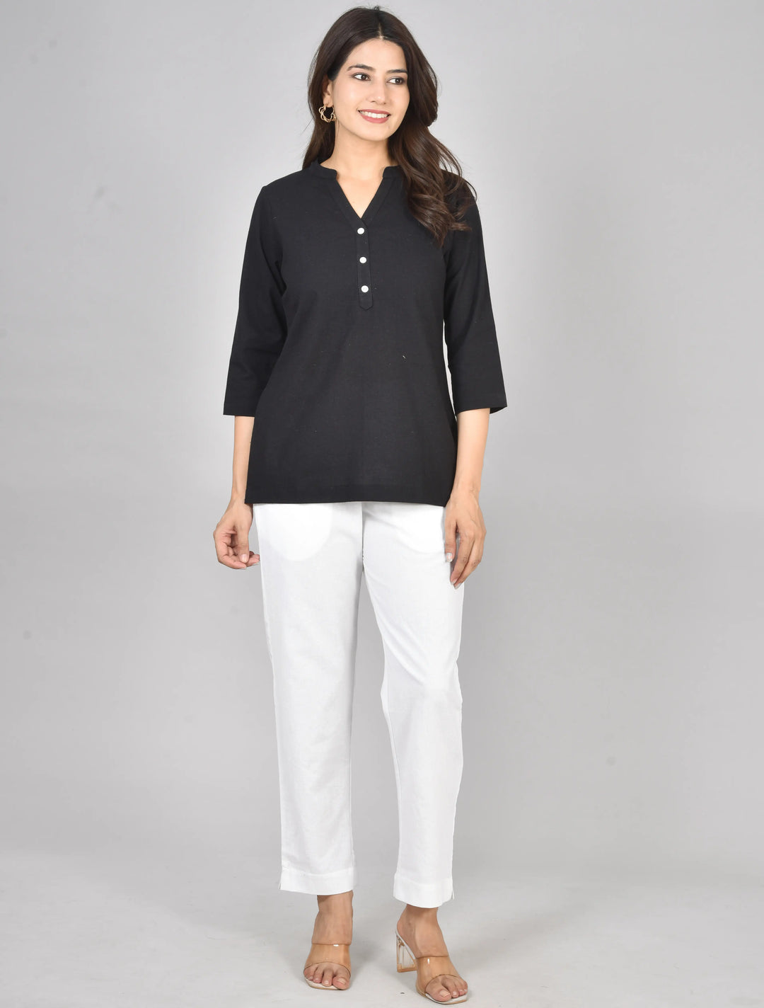 Black airy linen short kurti