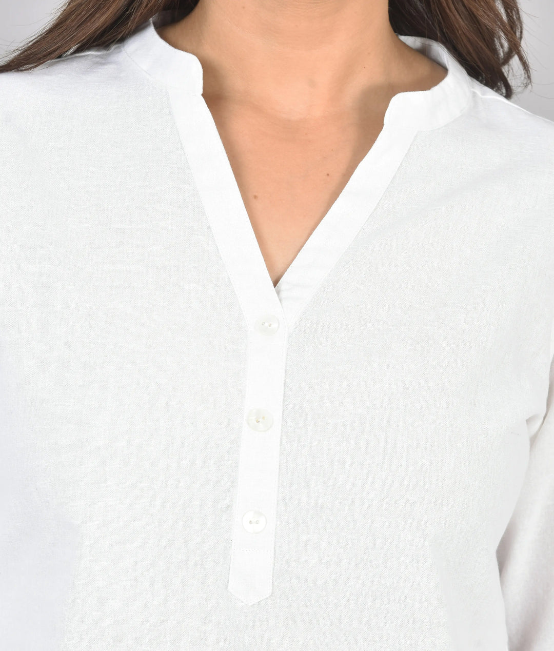 White airy linen short kurti